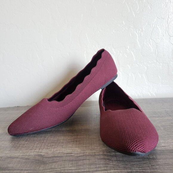 Seychelles Pointed Toe Slip-On Ballet Flat Scalloped Maroon Berry Sz Women's 9.5 - Picture 10 of 10